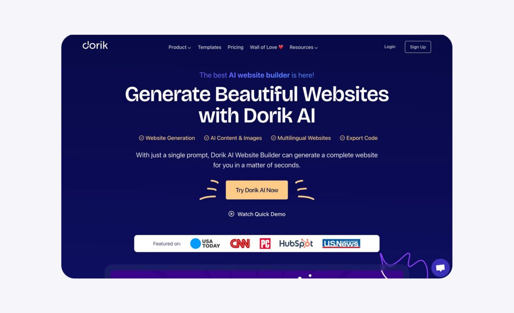 dorik ai website maker